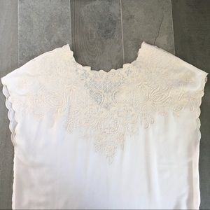 Champagne & Strawberry ivory lace embroidered top